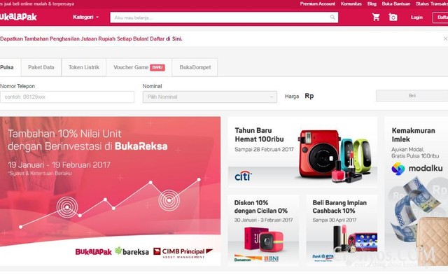 Screenshot of the bukalapak.com homepage