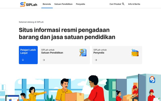 Screenshot of the SIPLah homepage